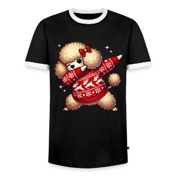 Noël caniche amant caniche moche - T-shirt contrasté Homme - noir/blanc - Devant - AI Model Female 172 light (172cm) & AI Model Male 178 light (178cm)
