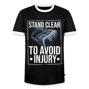 Virtual Reality Athlete Witzer VR Gamer Headset - Men's Ringer Shirt - black/white - Front - AI Model Female 172 light (172cm) & AI Model Male 178 light (178cm)