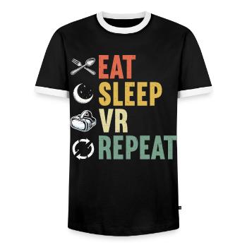 Virtual Reality Athlete Witzer VR Gamer Headset - Men's Ringer Shirt - black/white - Front - AI Model Female 172 light (172cm) & AI Model Male 178 light (178cm)