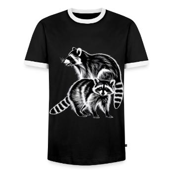 Raton laveur - T-shirt contrasté Homme - noir/blanc - Devant - AI Model Female 172 light (172cm) & AI Model Male 178 light (178cm)