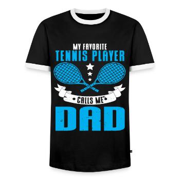Tennis Player - Männer Kontrast-T-Shirt - Schwarz/Weiß - Vorne - AI Model Female 172 light (172cm) & AI Model Male 178 light (178cm)
