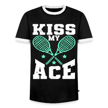 Tennis Player - Männer Kontrast-T-Shirt - Schwarz/Weiß - Vorne - AI Model Female 172 light (172cm) & AI Model Male 178 light (178cm)