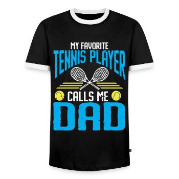 Tennis Player - Männer Kontrast-T-Shirt - Schwarz/Weiß - Vorne - AI Model Female 172 light (172cm) & AI Model Male 178 light (178cm)