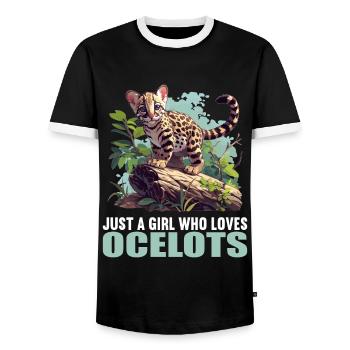 Ocelots Ocelot - Men's Ringer Shirt - black/white - Front - AI Model Female 172 light (172cm) & AI Model Male 178 light (178cm)