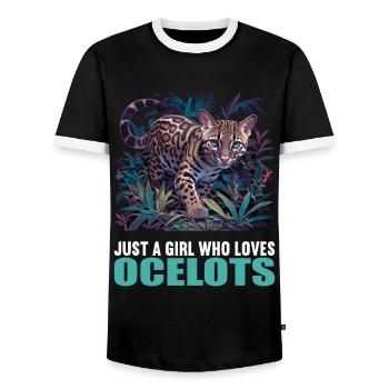 Ocelots Ocelot - Men's Ringer Shirt - black/white - Front - AI Model Female 172 light (172cm) & AI Model Male 178 light (178cm)