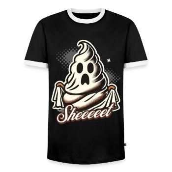 Halloween Kacke Sheet Geist Spaß - Männer Kontrast-T-Shirt - Schwarz/Weiß - Vorne - AI Model Female 172 light (172cm) & AI Model Male 178 light (178cm)