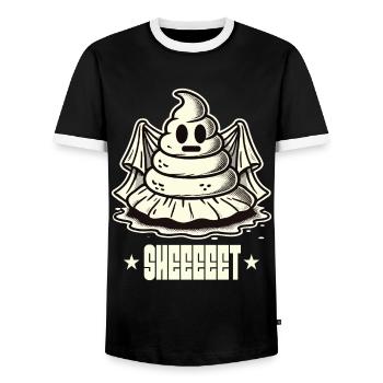 Halloween Kackhaufen Gespenst Sheet - Männer Kontrast-T-Shirt - Schwarz/Weiß - Vorne - AI Model Female 172 light (172cm) & AI Model Male 178 light (178cm)