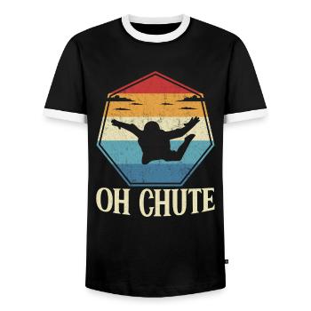 Parachute Fire Camp -Junkie -Parachutist - Men's Ringer Shirt - black/white - Front - AI Model Female 172 light (172cm) & AI Model Male 178 light (178cm)