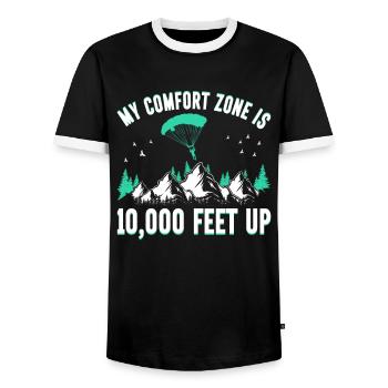 Parachute Fire Camp -Junkie -Parachutist - Men's Ringer Shirt - black/white - Front - AI Model Female 172 light (172cm) & AI Model Male 178 light (178cm)