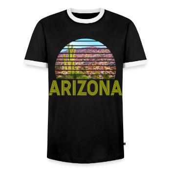 Arizona State Sedona Phoenix Grand Canyon AZ - Men's Ringer Shirt - black/white - Front - AI Model Female 172 light (172cm) & AI Model Male 178 light (178cm)