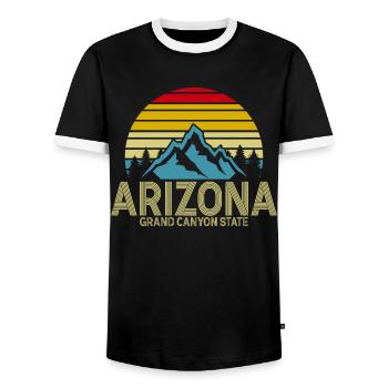 Arizona State Sedona Phoenix Grand Canyon AZ - Men's Ringer Shirt - black/white - Front - AI Model Female 172 light (172cm) & AI Model Male 178 light (178cm)