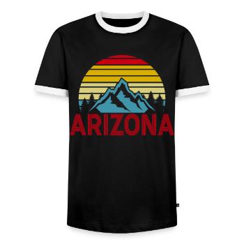 Arizona State Sedona Phoenix Grand Canyon AZ - Men's Ringer Shirt - black/white - Front - AI Model Female 172 light (172cm) & AI Model Male 178 light (178cm)