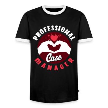 Professional Case Manager Design Herz Hände - Männer Kontrast-T-Shirt - Schwarz/Weiß - Vorne - AI Model Female 172 light (172cm) & AI Model Male 178 light (178cm)