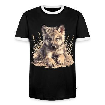 Wolves Wolf - Men's Ringer Shirt - black/white - Front - AI Model Female 172 light (172cm) & AI Model Male 178 light (178cm)