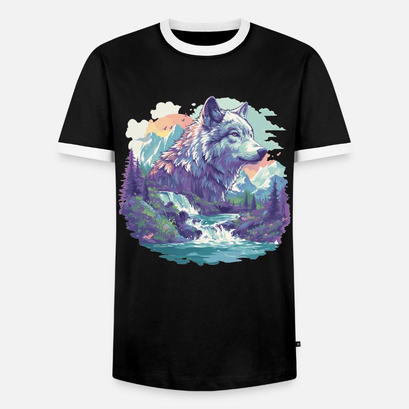 Wolves Wolf - Men's Ringer Shirt - black/white