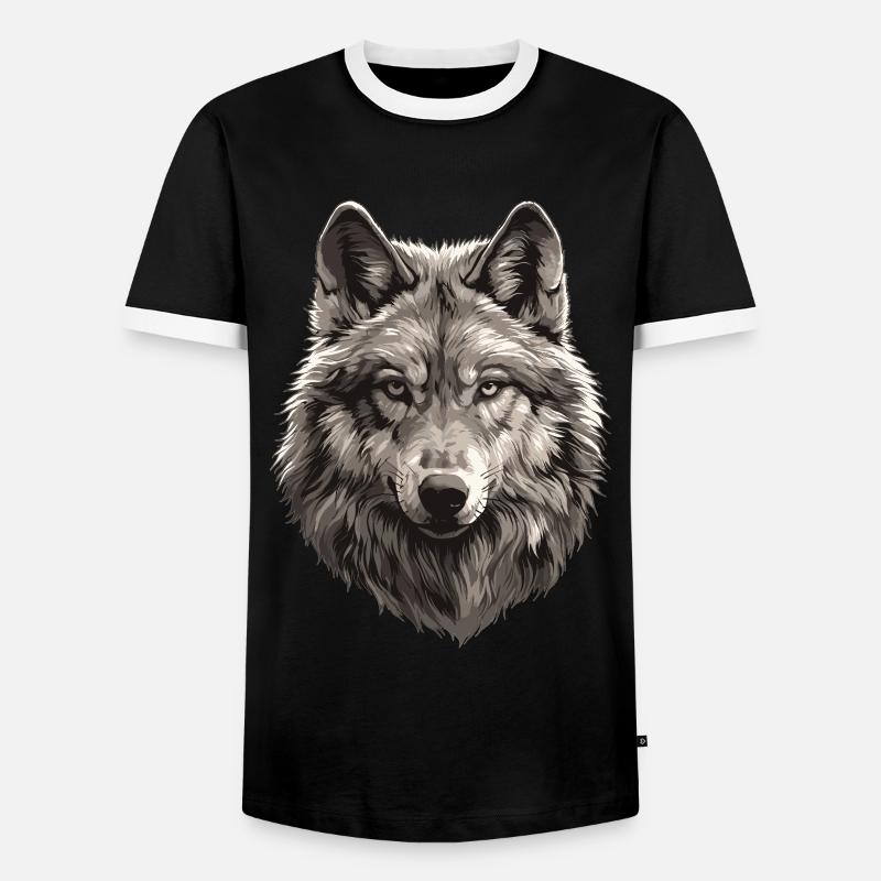 Wolves Wolf - Men's Ringer Shirt - black/white