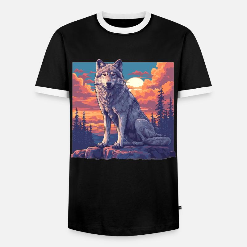 Wolves Wolf - Men's Ringer Shirt - black/white