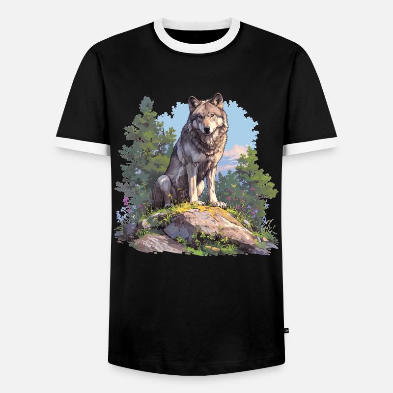 Wolves Wolf - Men's Ringer Shirt - black/white