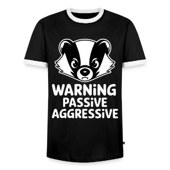 Attention Passive Aggressive Badger Illustration - Men's Ringer Shirt - black/white - Front - AI Model Female 172 light (172cm) & AI Model Male 178 light (178cm)