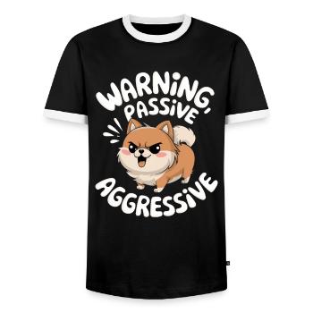Avertissement passif agressif Shiba Inu Illustration - T-shirt contrasté Homme - noir/blanc - Devant - AI Model Female 172 light (172cm) & AI Model Male 178 light (178cm)