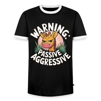 Warning: Passive Aggressive Giraffe Humor - Men's Ringer Shirt - black/white - Front - AI Model Female 172 light (172cm) & AI Model Male 178 light (178cm)