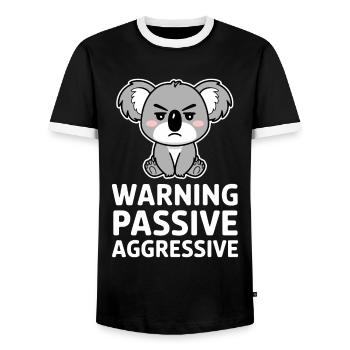 Warnung Passive Aggressive Koala Humor - Männer Kontrast-T-Shirt - Schwarz/Weiß - Vorne - AI Model Female 172 light (172cm) & AI Model Male 178 light (178cm)