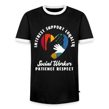 Travailleur social Intérêt Soutien Loyauté - T-shirt contrasté Homme - noir/blanc - Devant - AI Model Female 172 light (172cm) & AI Model Male 178 light (178cm)