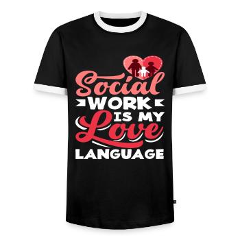 Soziale Arbeit Ist Meine Liebessprache - Männer Kontrast-T-Shirt - Schwarz/Weiß - Vorne - AI Model Female 172 light (172cm) & AI Model Male 178 light (178cm)