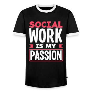 Soziale Arbeit Ist Meine Leidenschaft - Männer Kontrast-T-Shirt - Schwarz/Weiß - Vorne - AI Model Female 172 light (172cm) & AI Model Male 178 light (178cm)