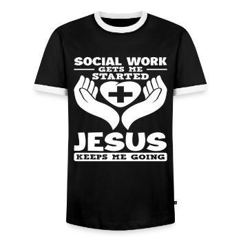 Soziale Arbeit Jesus Hält Mich Am Laufen - Männer Kontrast-T-Shirt - Schwarz/Weiß - Vorne - AI Model Female 172 light (172cm) & AI Model Male 178 light (178cm)