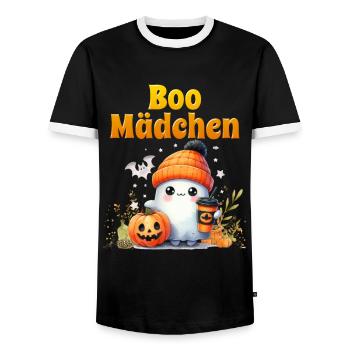 Costume d’Halloween Enfants BOO GIRL Drôle - T-shirt contrasté Homme - noir/blanc - Devant - AI Model Female 172 light (172cm) & AI Model Male 178 light (178cm)