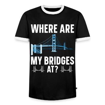 Ingénieur des ponts Construction de ponts Génie civil - T-shirt contrasté Homme - noir/blanc - Devant - AI Model Female 172 light (172cm) & AI Model Male 178 light (178cm)