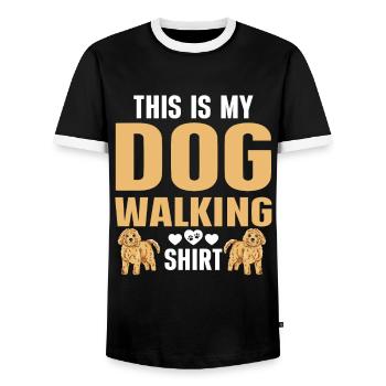 Dog Walker Professional Pet Sitter Dog Walking - Men's Ringer Shirt - black/white - Front - AI Model Female 172 light (172cm) & AI Model Male 178 light (178cm)
