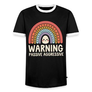 Vorsicht Passiv Aggressiv Regenbogen - Männer Kontrast-T-Shirt - Schwarz/Weiß - Vorne - AI Model Female 172 light (172cm) & AI Model Male 178 light (178cm)