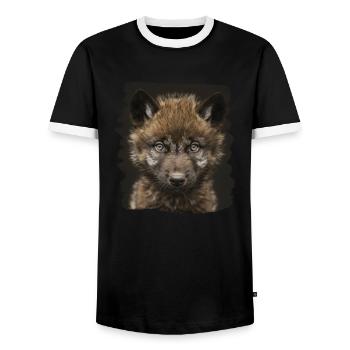 Wolves Wolf - Men's Ringer Shirt - black/white - Front - AI Model Female 172 light (172cm) & AI Model Male 178 light (178cm)