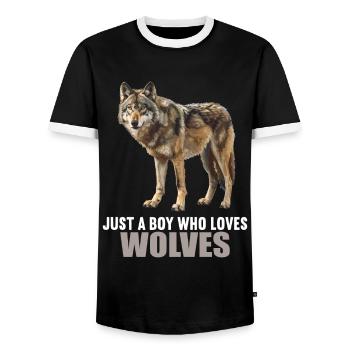 Wolves Wolf - Men's Ringer Shirt - black/white - Front - AI Model Female 172 light (172cm) & AI Model Male 178 light (178cm)