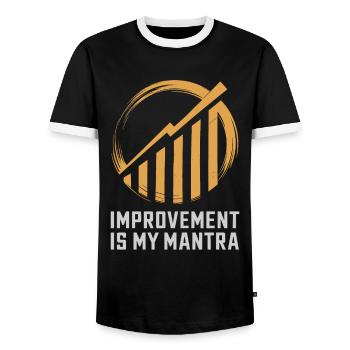 Kaizen Improvement: Improvement Is My Mantra - Men's Ringer Shirt - black/white - Front - AI Model Female 172 light (172cm) & AI Model Male 178 light (178cm)
