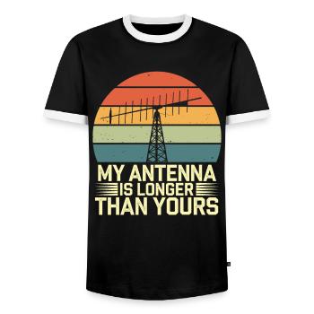 Amateurfunker Antenne Länger Als Deine - Männer Kontrast-T-Shirt - Schwarz/Weiß - Vorne - AI Model Female 172 light (172cm) & AI Model Male 178 light (178cm)