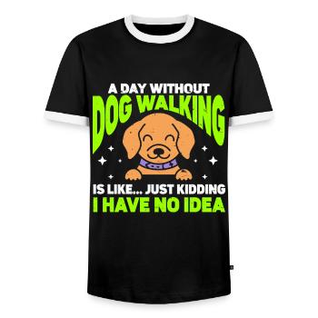 Dog Walker Professional Pet Sitter Dog Walking - Men's Ringer Shirt - black/white - Front - AI Model Female 172 light (172cm) & AI Model Male 178 light (178cm)