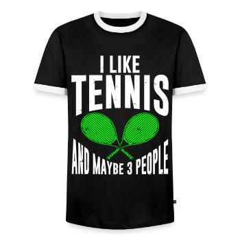 Tennis Player - Männer Kontrast-T-Shirt - Schwarz/Weiß - Vorne - AI Model Female 172 light (172cm) & AI Model Male 178 light (178cm)