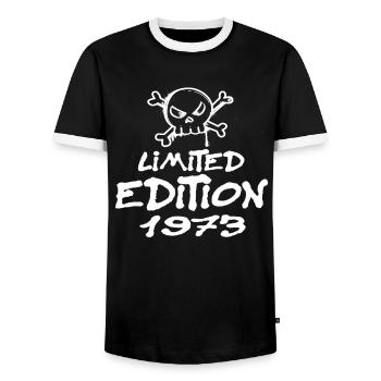 Edition Limitée 1973 Anniversaire Né 1973 - T-shirt contrasté Homme - noir/blanc - Devant - AI Model Female 172 light (172cm) & AI Model Male 178 light (178cm)