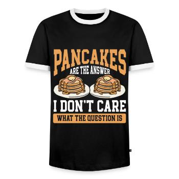Pancakes Breakfast Food Lover - Men's Ringer Shirt - black/white - Front - AI Model Female 172 light (172cm) & AI Model Male 178 light (178cm)