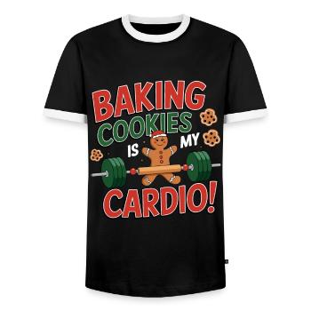 Christmas Time Cookies Gingerbread Baking - Men's Ringer Shirt - black/white - Front - AI Model Female 172 light (172cm) & AI Model Male 178 light (178cm)