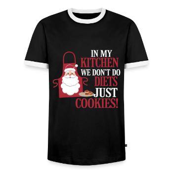 Christmas Time Cookies Gingerbread Baking - Men's Ringer Shirt - black/white - Front - AI Model Female 172 light (172cm) & AI Model Male 178 light (178cm)