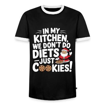 Christmas Time Cookies Gingerbread Baking - Men's Ringer Shirt - black/white - Front - AI Model Female 172 light (172cm) & AI Model Male 178 light (178cm)