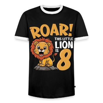 8 Anniversaire Garçon Lion - T-shirt contrasté Homme - noir/blanc - Devant - AI Model Female 172 light (172cm) & AI Model Male 178 light (178cm)