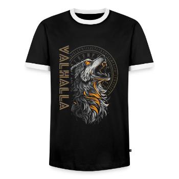 Wikinger Wolf Runen Nordische Kultur Vegvisir - Männer Kontrast-T-Shirt - Schwarz/Weiß - Vorne - AI Model Female 172 light (172cm) & AI Model Male 178 light (178cm)