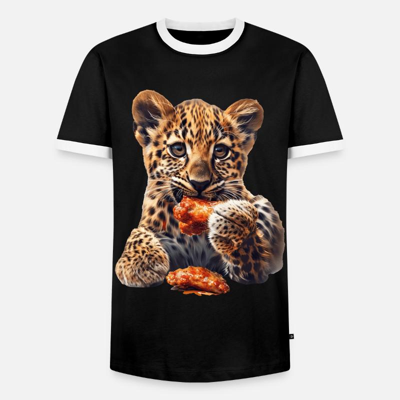 Leopard - Männer Kontrast-T-Shirt - Schwarz/Weiß