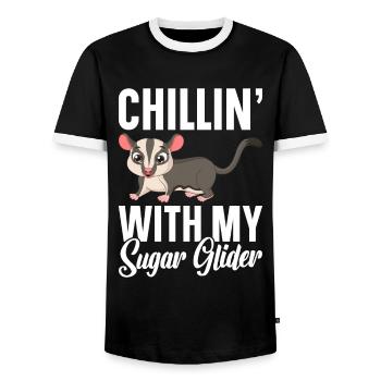 Flying Squirrel Suger Glider Short-headed Glider - Men's Ringer Shirt - black/white - Front - AI Model Female 172 light (172cm) & AI Model Male 178 light (178cm)