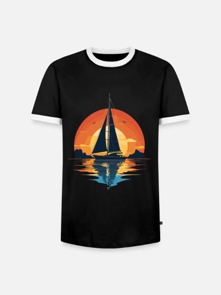 Sunset Sailboat Adventure - Men's Ringer Shirt - black/white